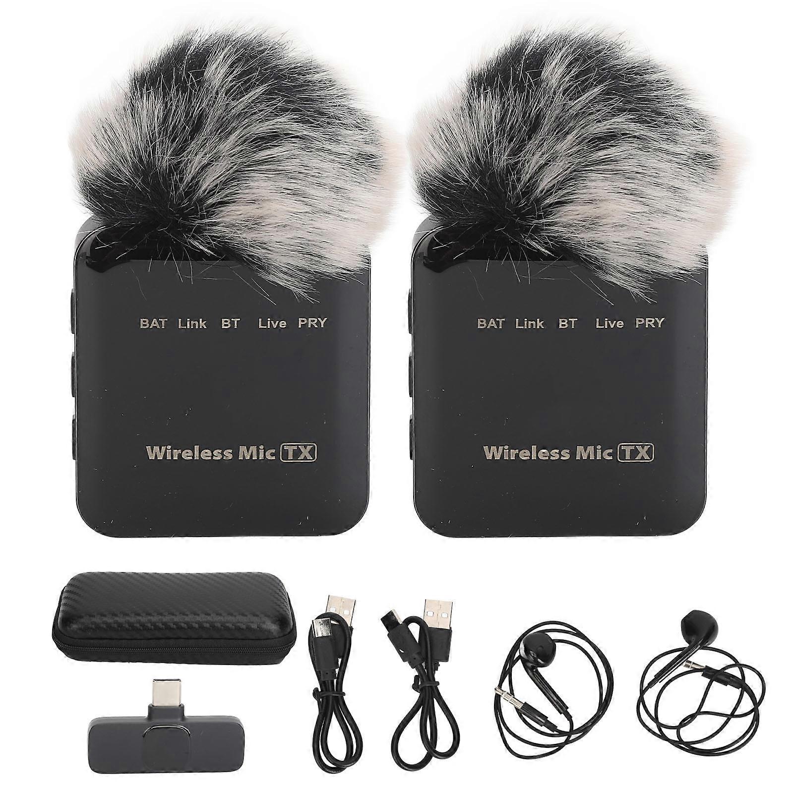 Dual Wireless Omnidirectional Lavalier Microphone for Phone, Laptop, Video Recording, Interview, Vlogging