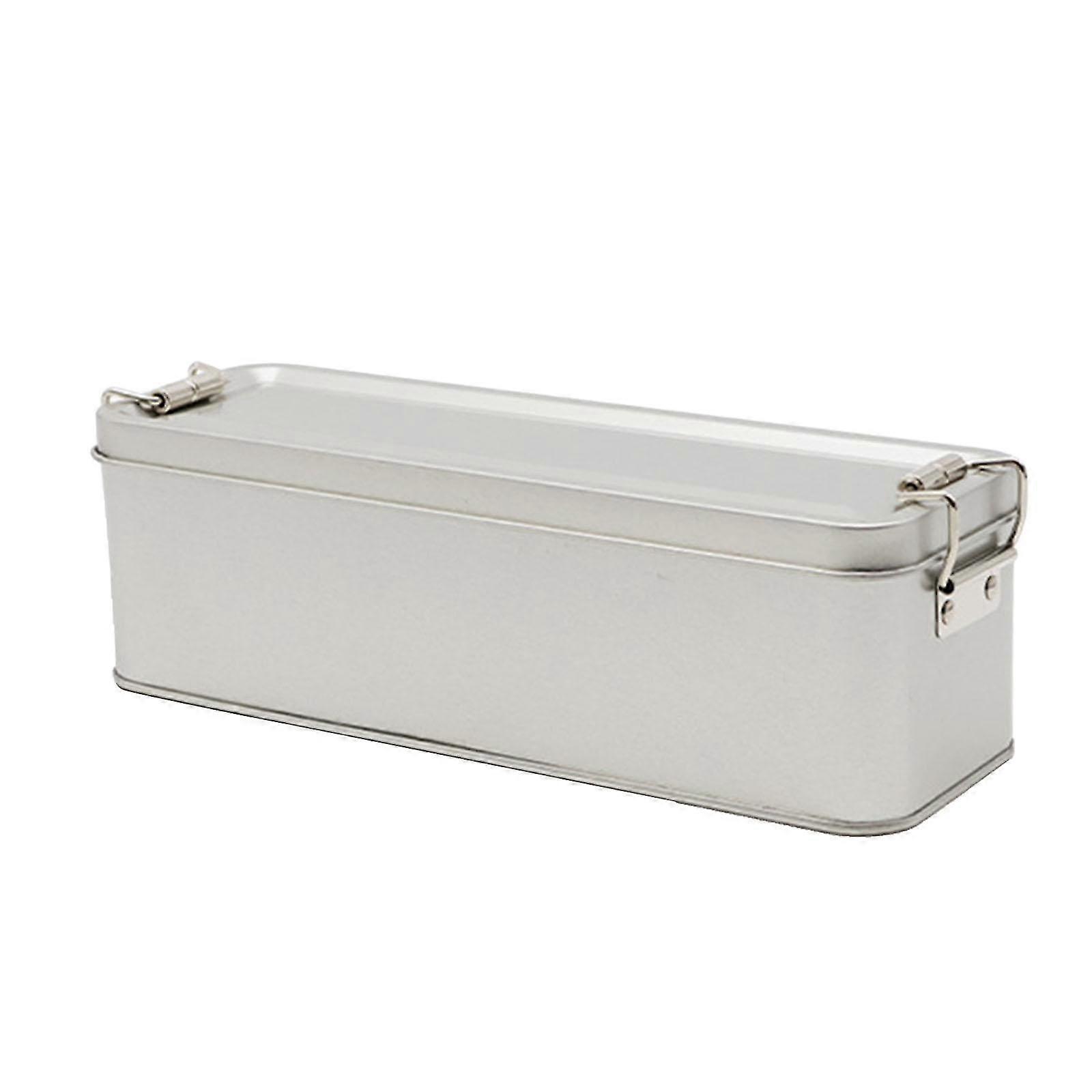 Empty Tin Storage Box with Lid, Metal Tinplate Container Ideal for Tea, Baking Supplies, and Biscuits