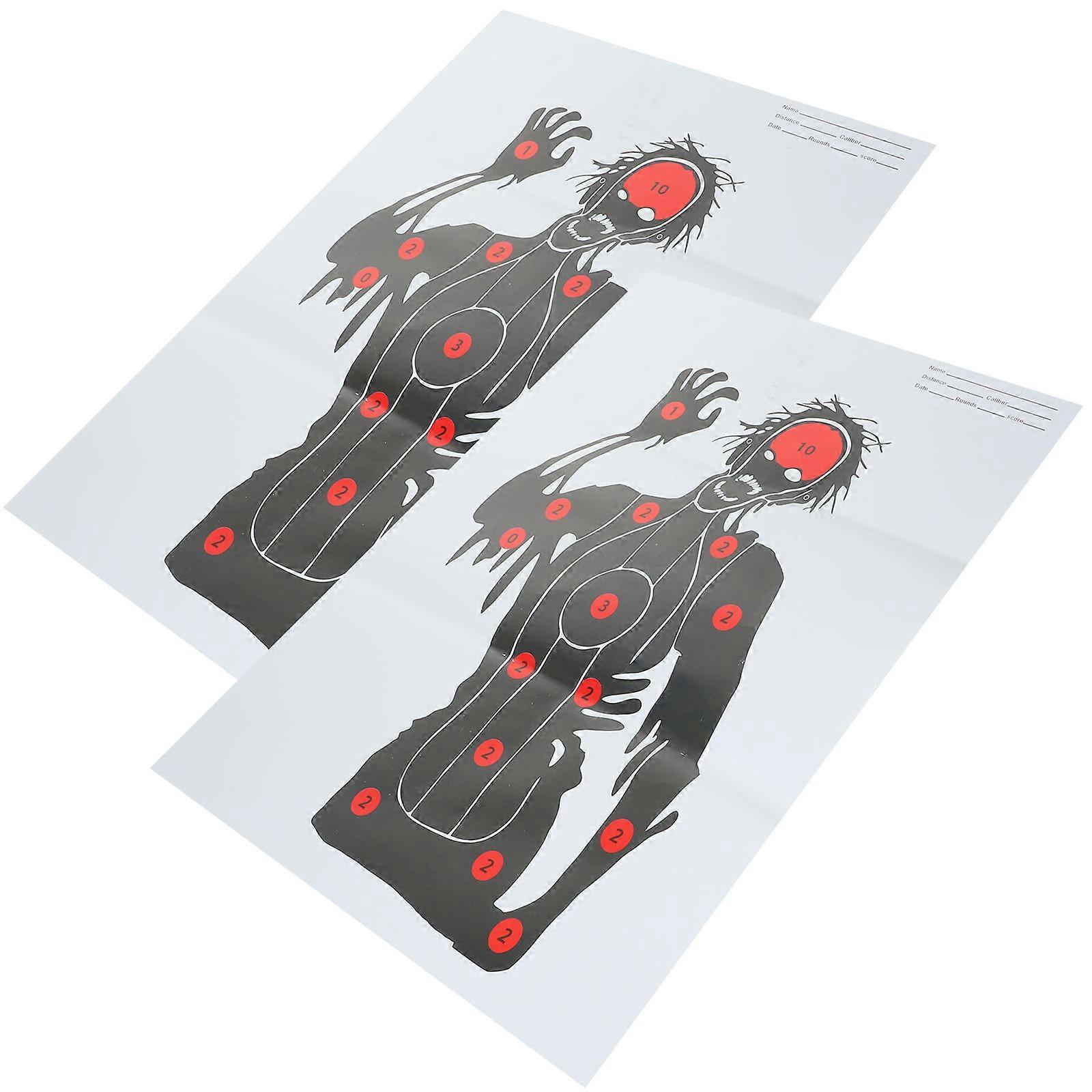 2 Sheets Head Chest Ring Target Paper Reusable Shooting Game Targets for Archery Practice and Sports Training Use