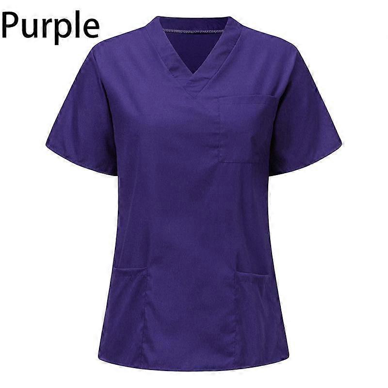 גברים נשים בגדי עבודה אחיד הנקה חולצה שרוולים קצרים חולצות קרצוף צווארון V עם כיס