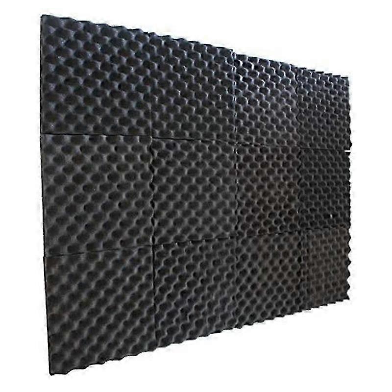 12 Pcs Soundproofing Foam Studio Acoustic Foam Soundproof Absorption Black Wedge Polyurethane Foam