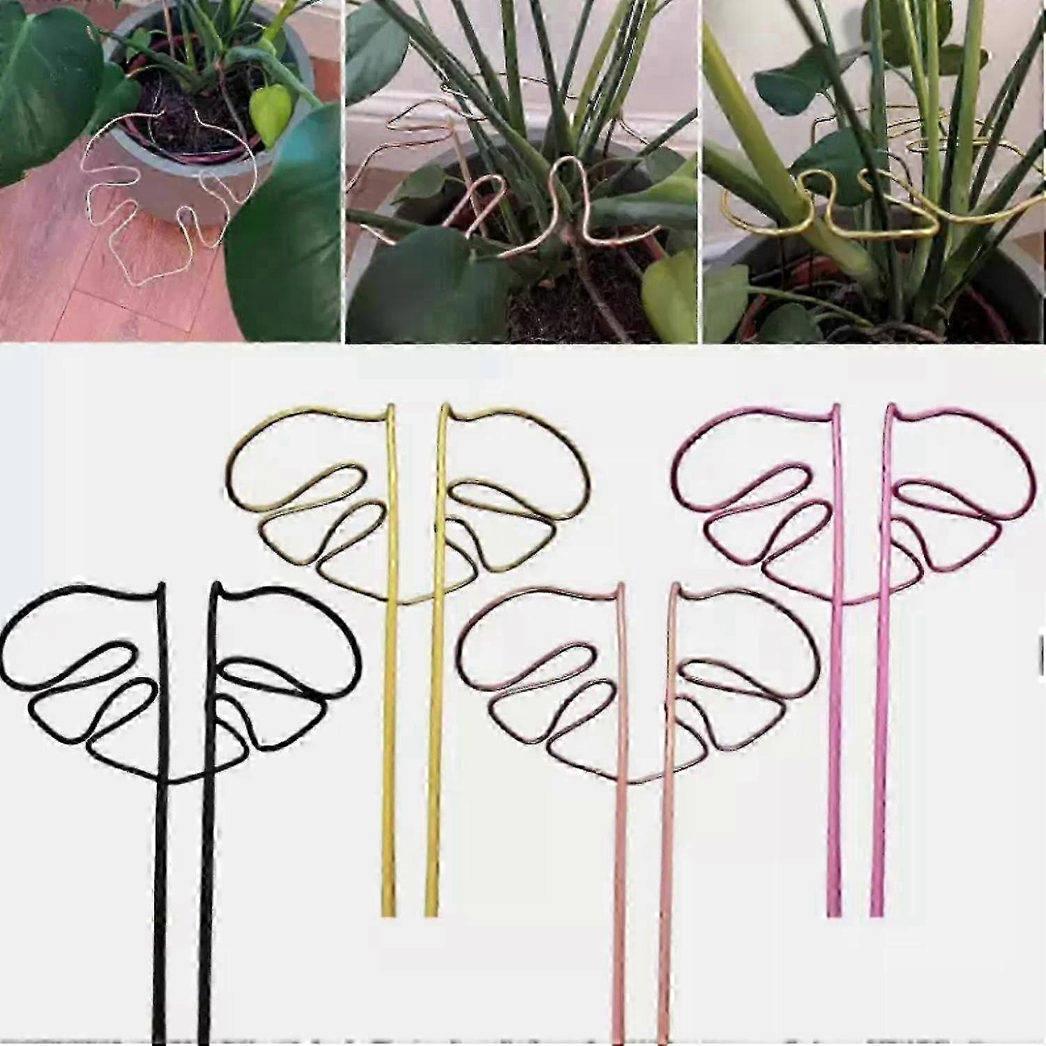 モンステラリーフプラントスタンド、かわいい植物ケージ&サポート、ガーデンステークス、屋内屋外トレリス - GSLゴールド