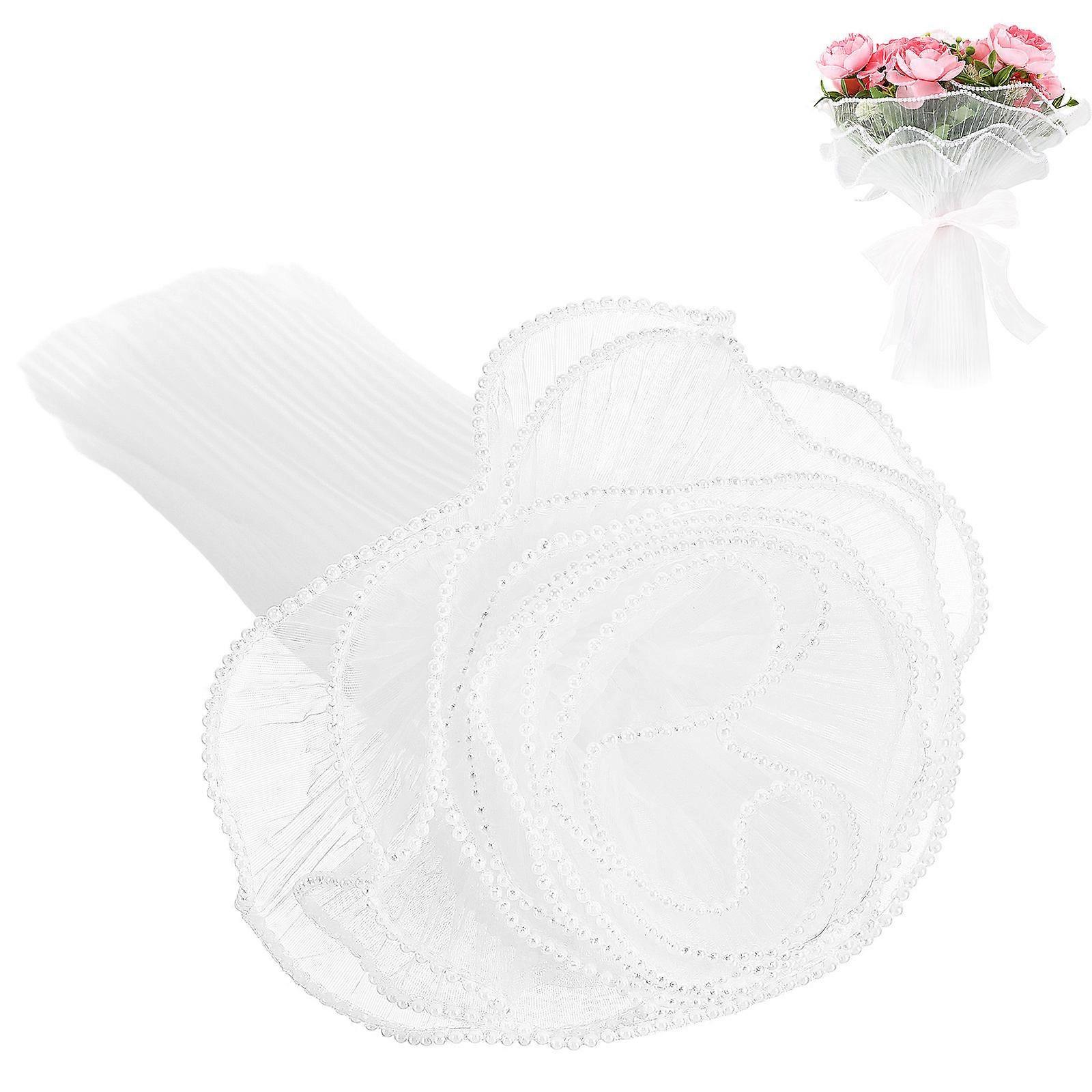 Elegant Beaded Bouquet Wrapping Net   Versatile Floral Mesh for Wedding Arrangements, Crafts, and Gift Wrapping   Yard Pearl