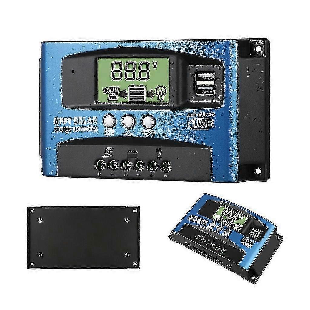 Controlador de Carga Solar MPPT 30A-100A com Portas USB Duplas & Display LCD 12V/24V Auto
