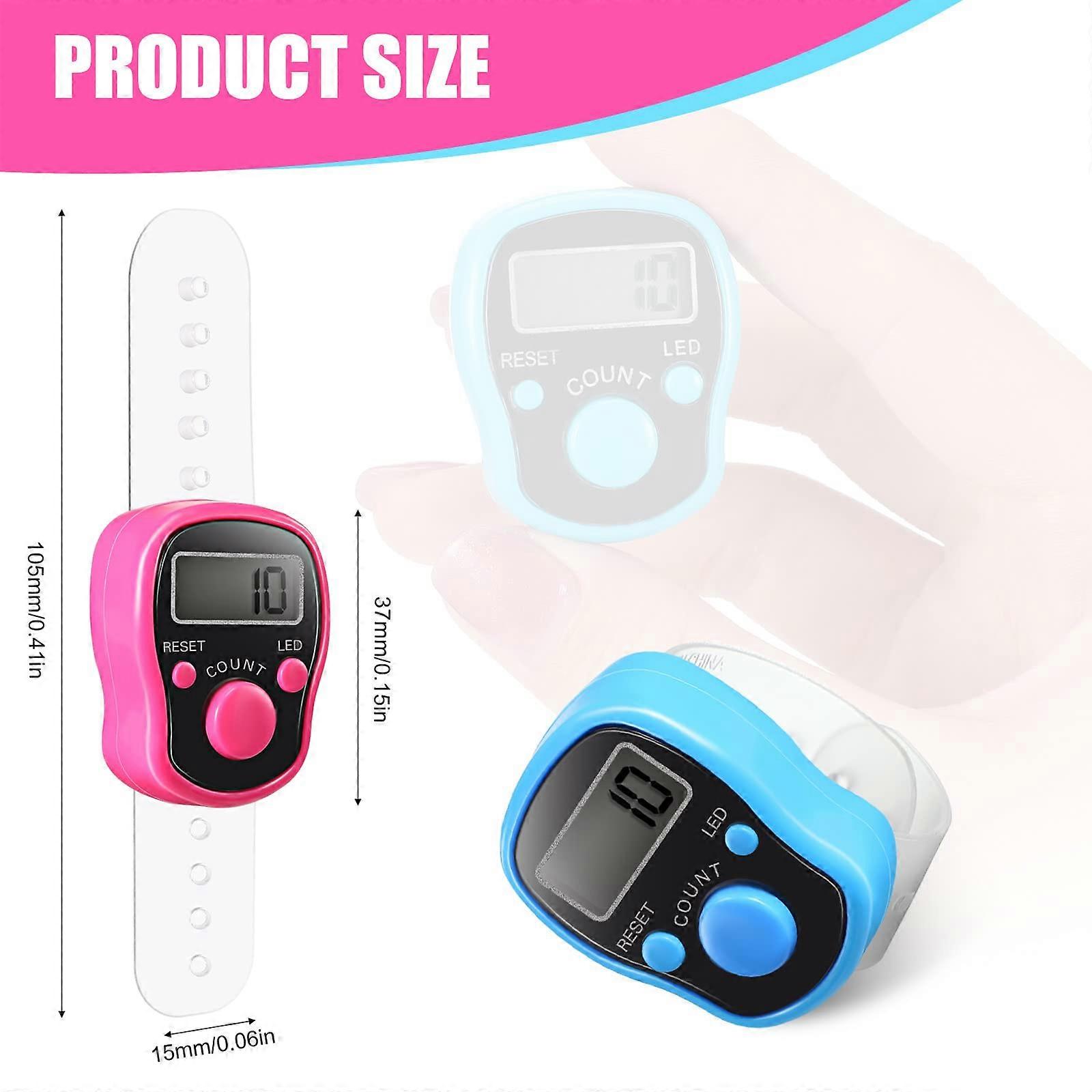 2 Piecess Hand Held Useful Digital Display Knitting Crochet Stitch Row Tally Blue Pink Counter Knitting Row Counter