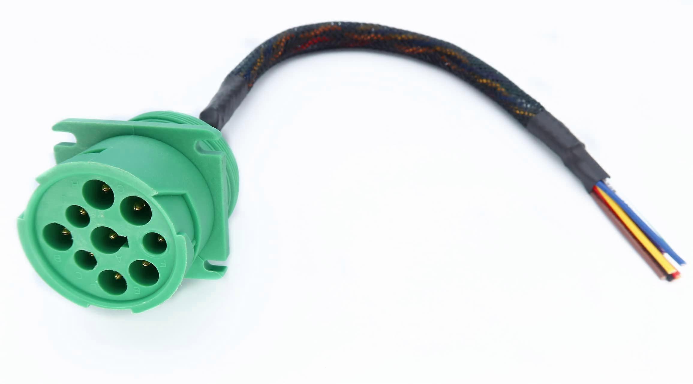 Type 2 Green j1939 Pigtail Cable Female 9Pin to Open end Flange 1ft