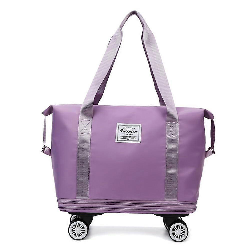 Rolling Duffle Bag with Wheels and Handle Foldable Travel Bag  Purple
