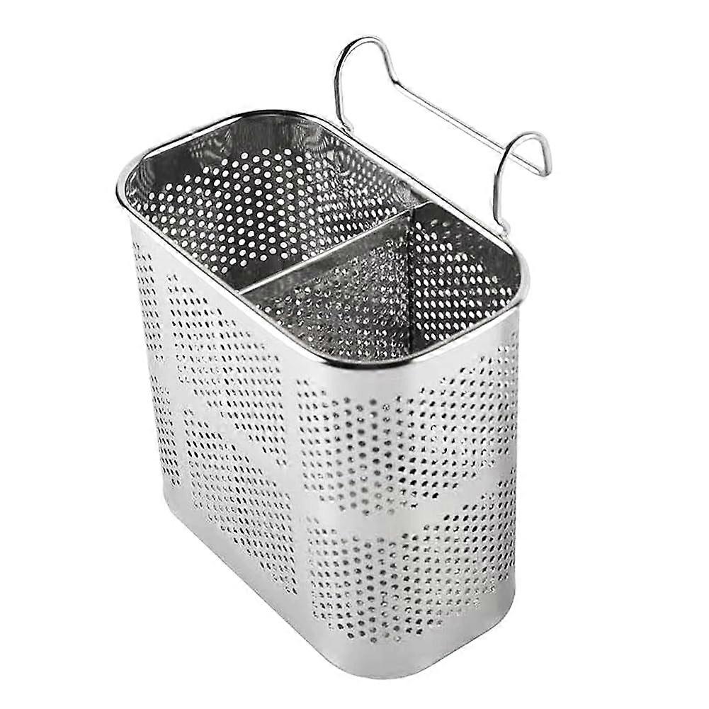 Double-Chamber Chopsticks With Closed Hole Stainless Steel Square Dual-Cell Drain Chopstick Holder Multifunctional Cage