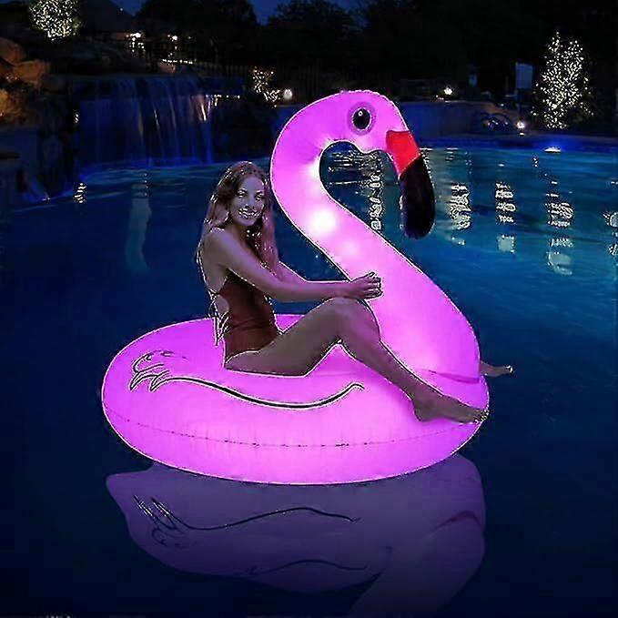 2025 Inflatable Flamingo Pool Floats with Lights, Solar Powered Flamingo Swim Tube Rings