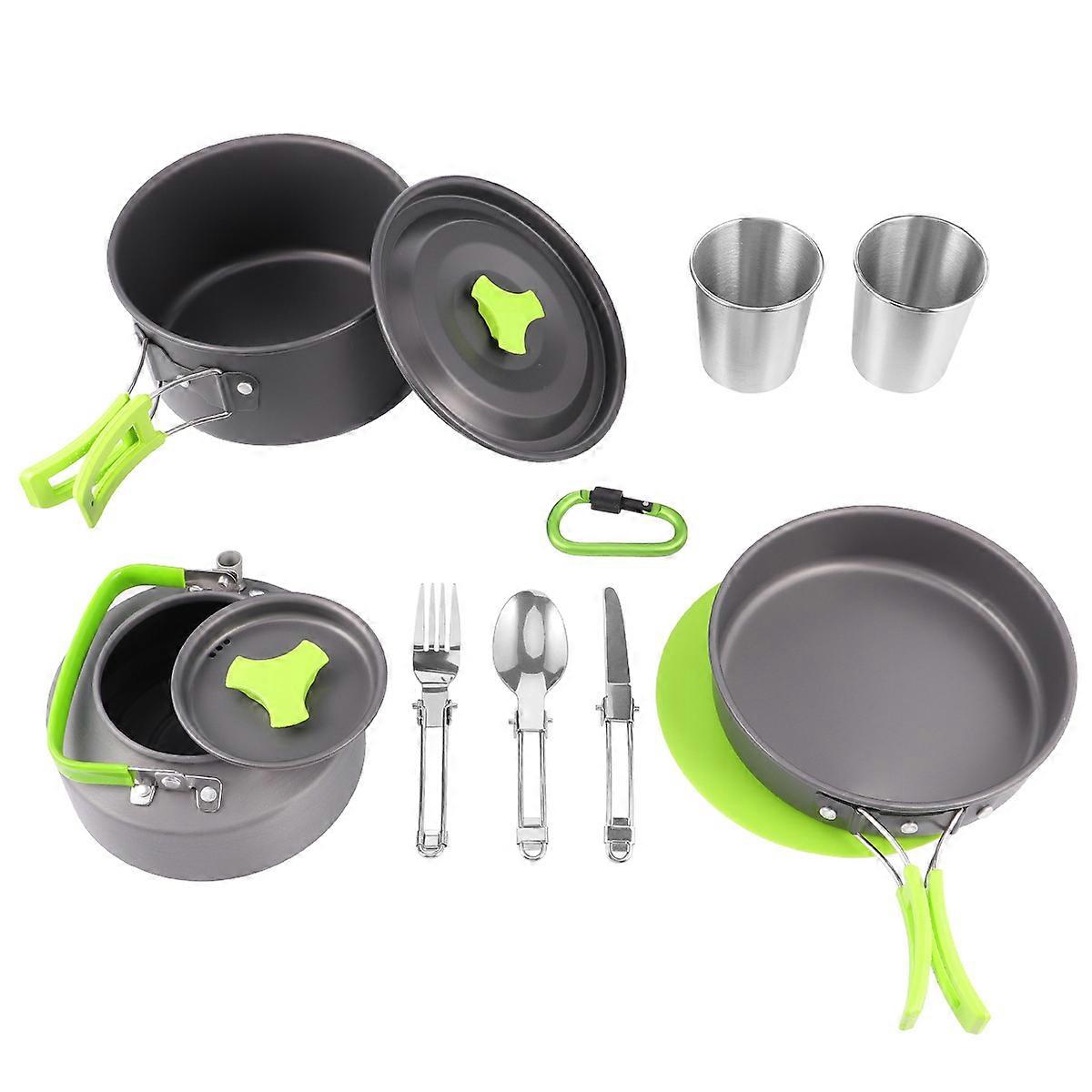 Camp Kitchen Equipment Outdoor Camping Cookset Portable Picnic Tableware 18cm x 4.5cm PP Material 1 Set of 12 Pcs