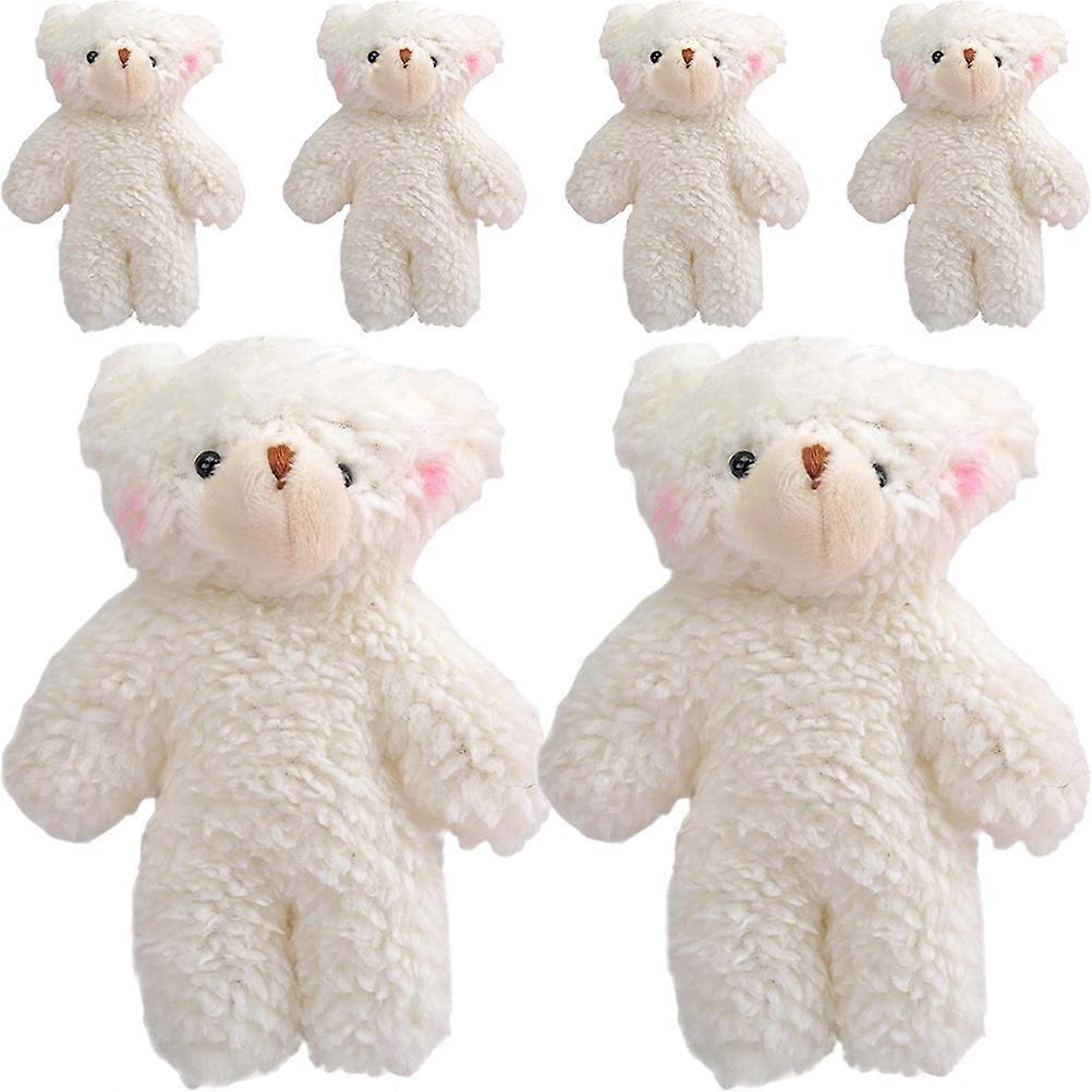 Mini Bear Keyring Plush Bear Toys Cartoon Style Visual Enjoyment PP Cotton 6Pcs