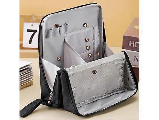 Standing Makeup BagMulti-Purpose Large Capacity Oxford Cloth Standing Makeup Bag Portable Upright Organizer with Compartments Water-Resistant Canvas f