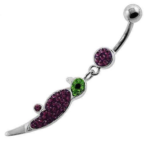 Dangling Multi Jewelled Parrot Belly Button Ring