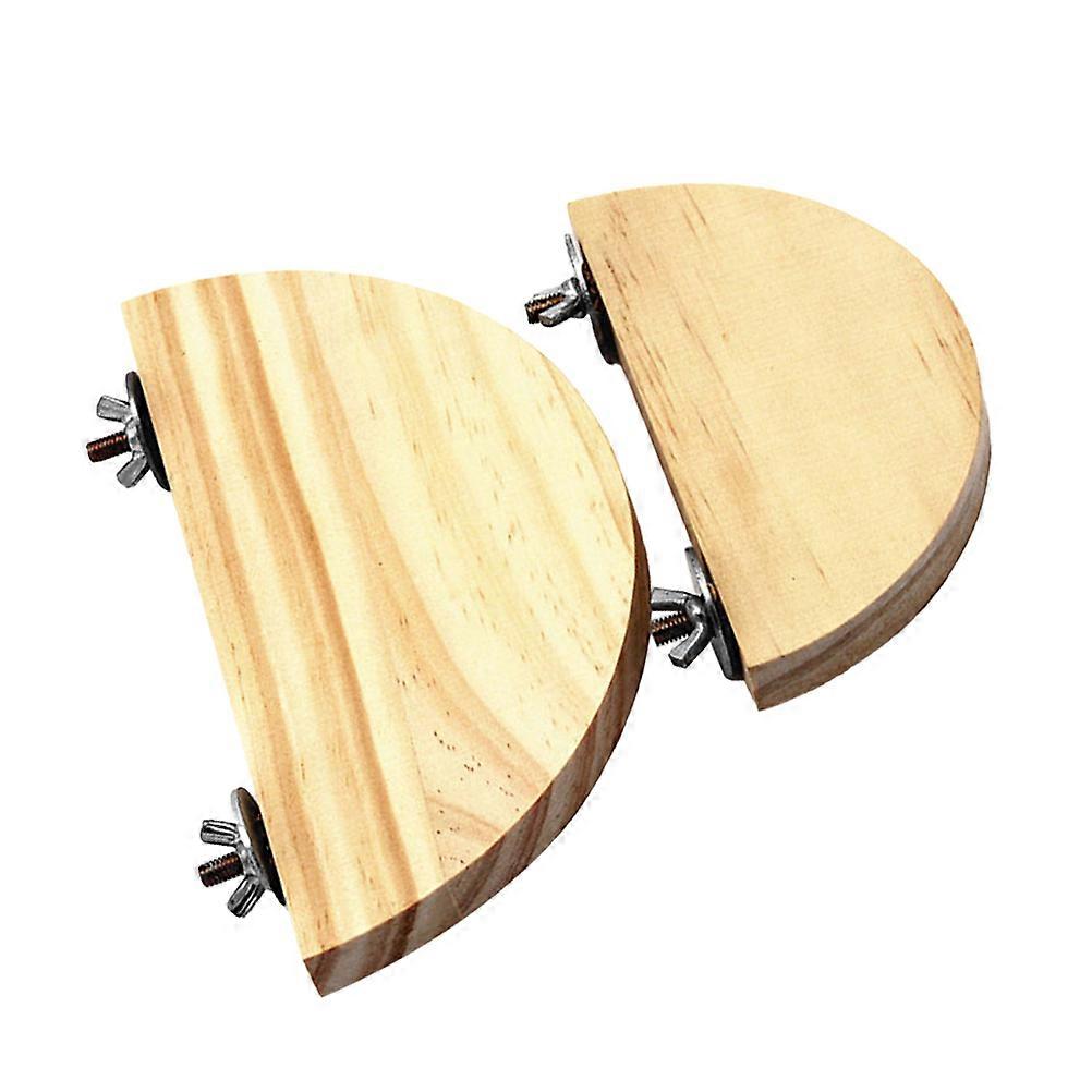 Pet Parrot Playstand Bird Standing Platform Khaki Wood Resting Place Increases Activity Level 2Pcs