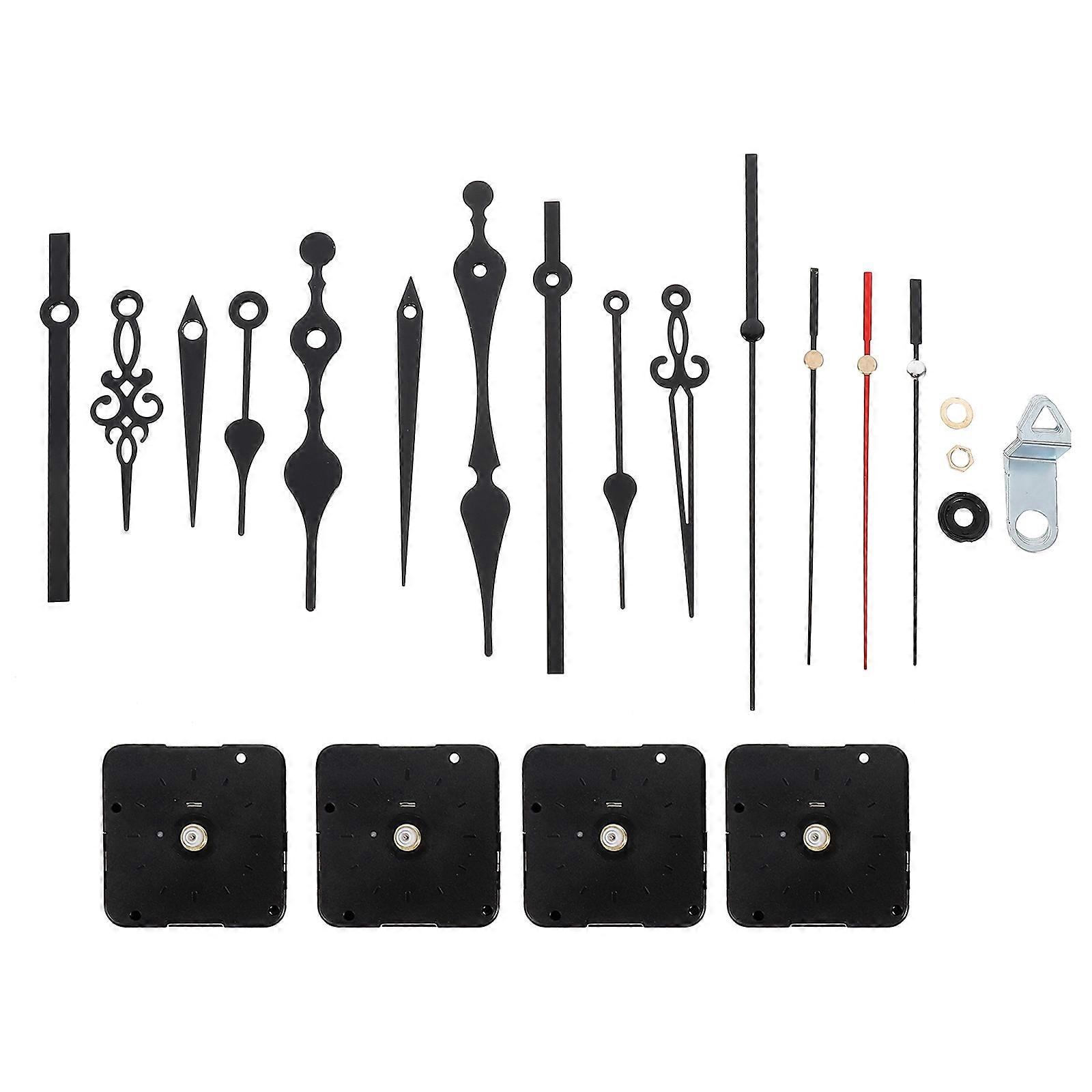 Diy Clock Movement Kit 4 Sets with Replacement Hands Durable Long Shaft Mechanism for Clock Repair and Assembly