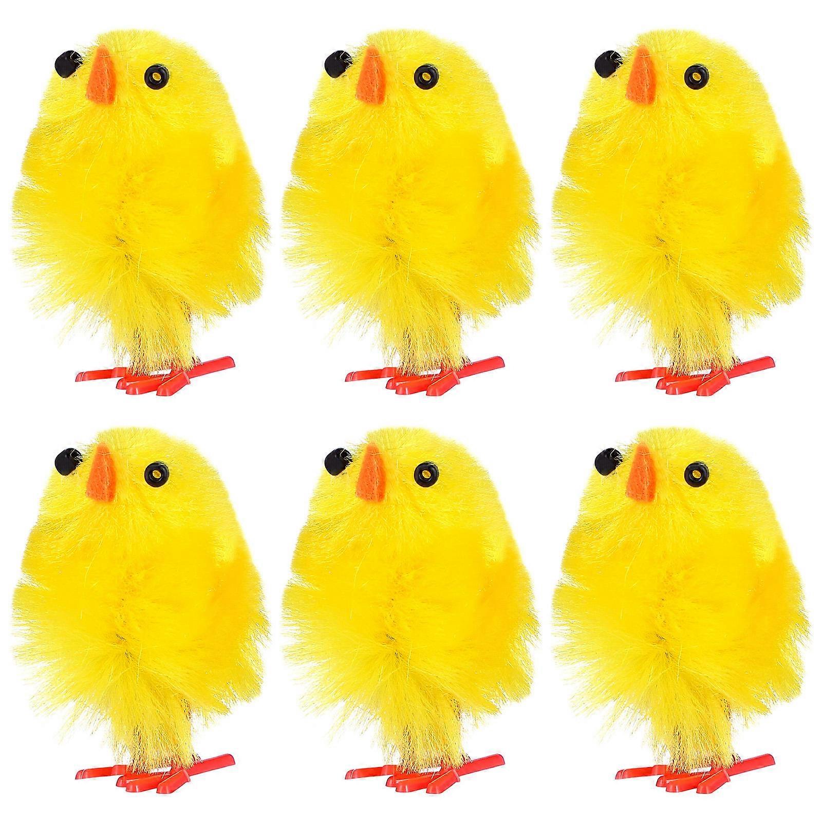 6pcs Mini Plastic Easter Chick Decorations for Home, Office, Desktop, and Party Scene Setup