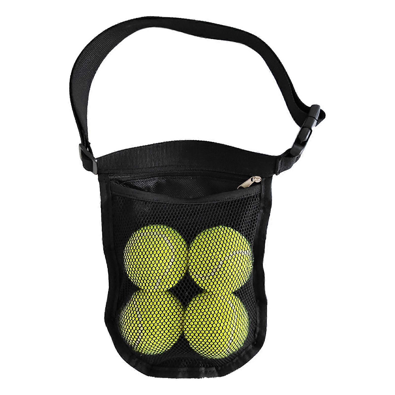 Pickleball Holder for Tennis Balls - Sweat Resistant Oxford Mesh Adjustable Ball Stand in Black, Durable Design