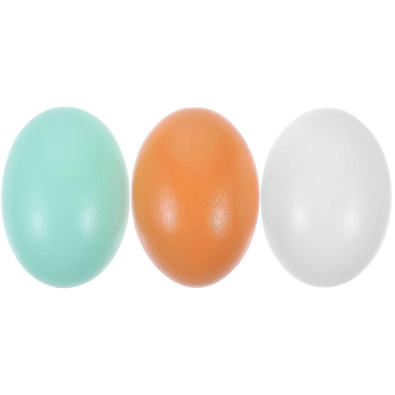 Simulation Egg Wooden Egg Easter Egg Prop White Diy Painting 3Pcs