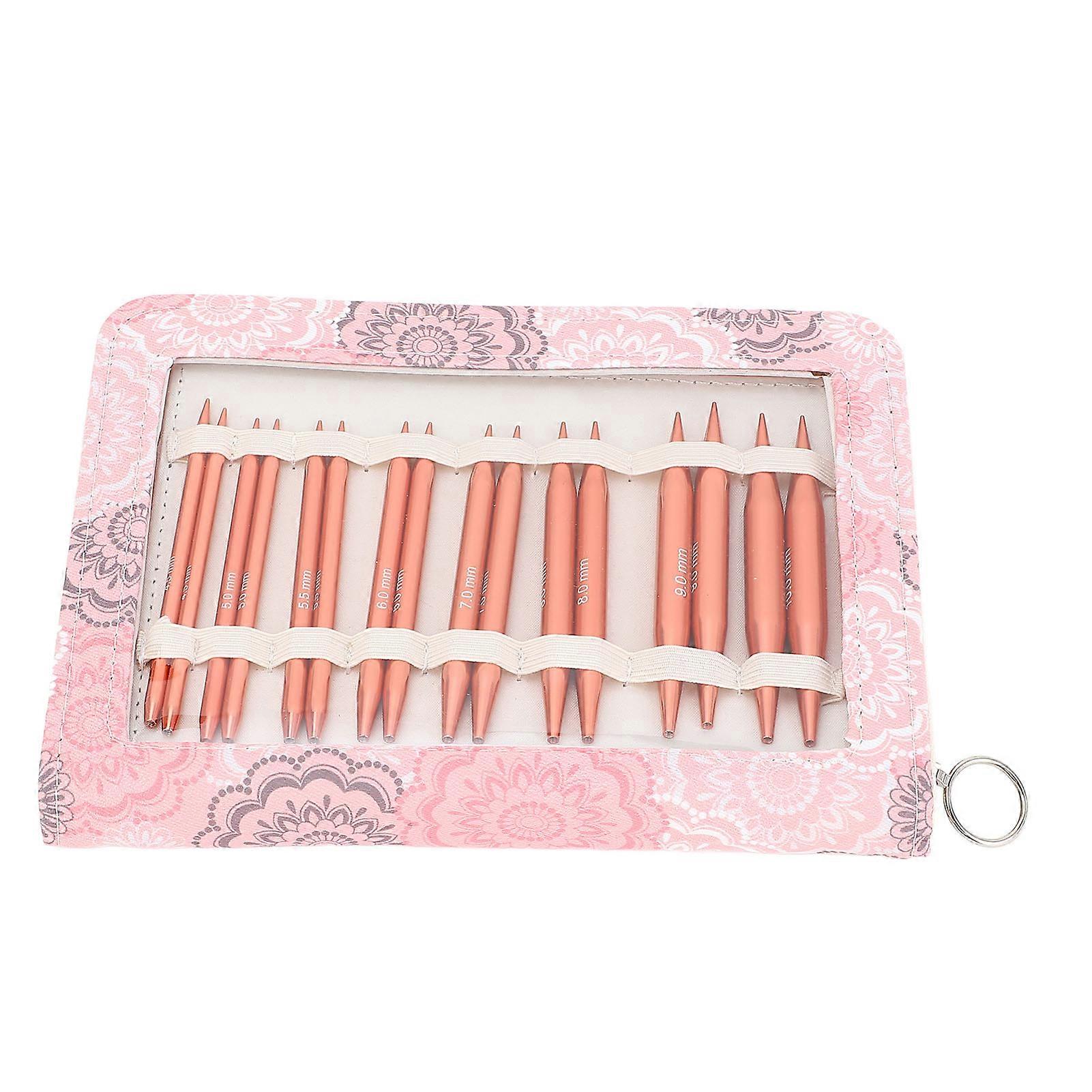 Interchangeable Circular Aluminum Oxide Knitting Needle Set with Case for Avid Knitters