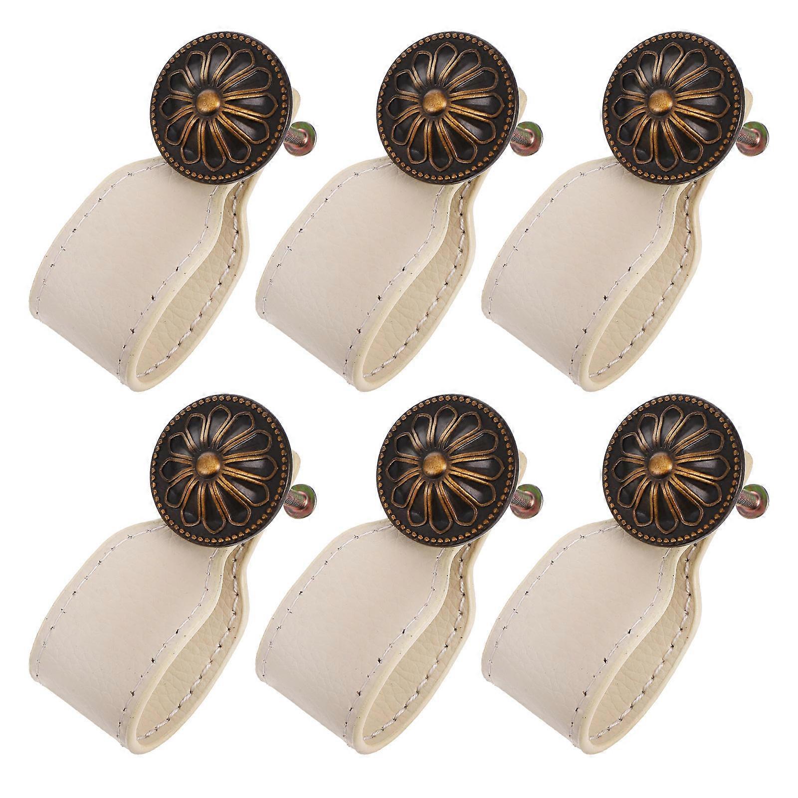 Cabinet Knobs for Drawer Beige Vintage Style Durable and Practical 6 Pieces