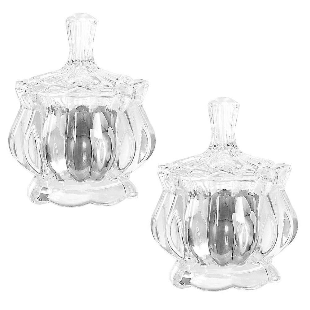 Containers For Storing Candy Glass Storage Can Delicate Design Square Transparent 11.50X8.45X8.45CM Food Storage 2Pack
