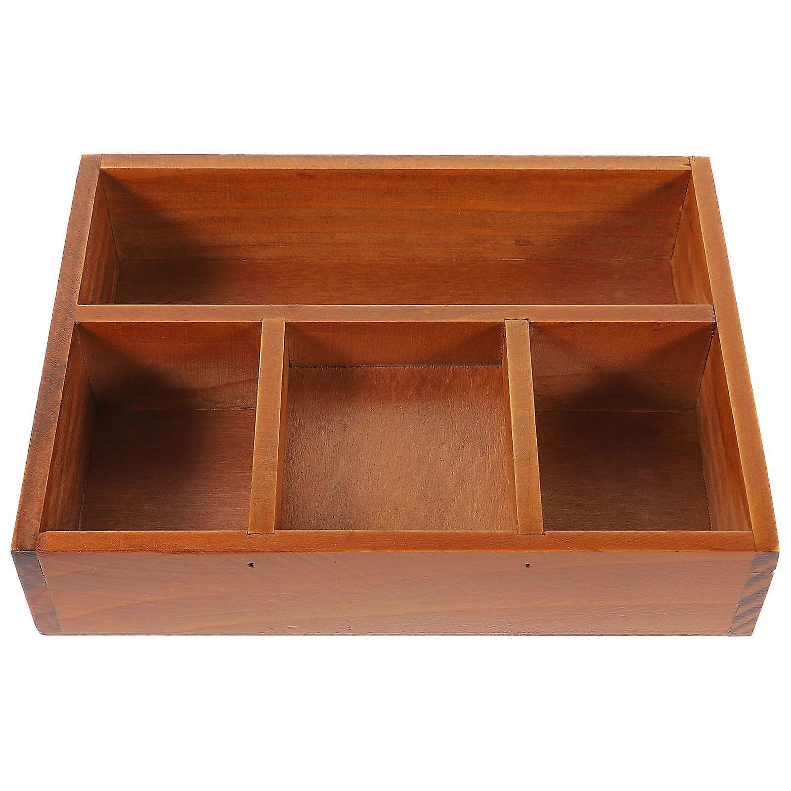 Compartment Storage Box Wooden Multi- Room Save Storage Space 1Set