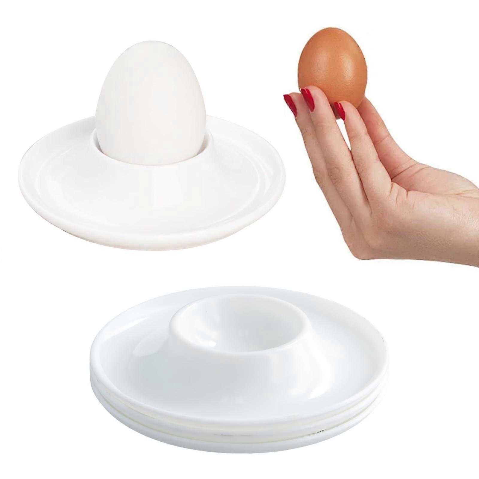 Set of 4 Plastic Egg Cups with Tray, HighQuality, White