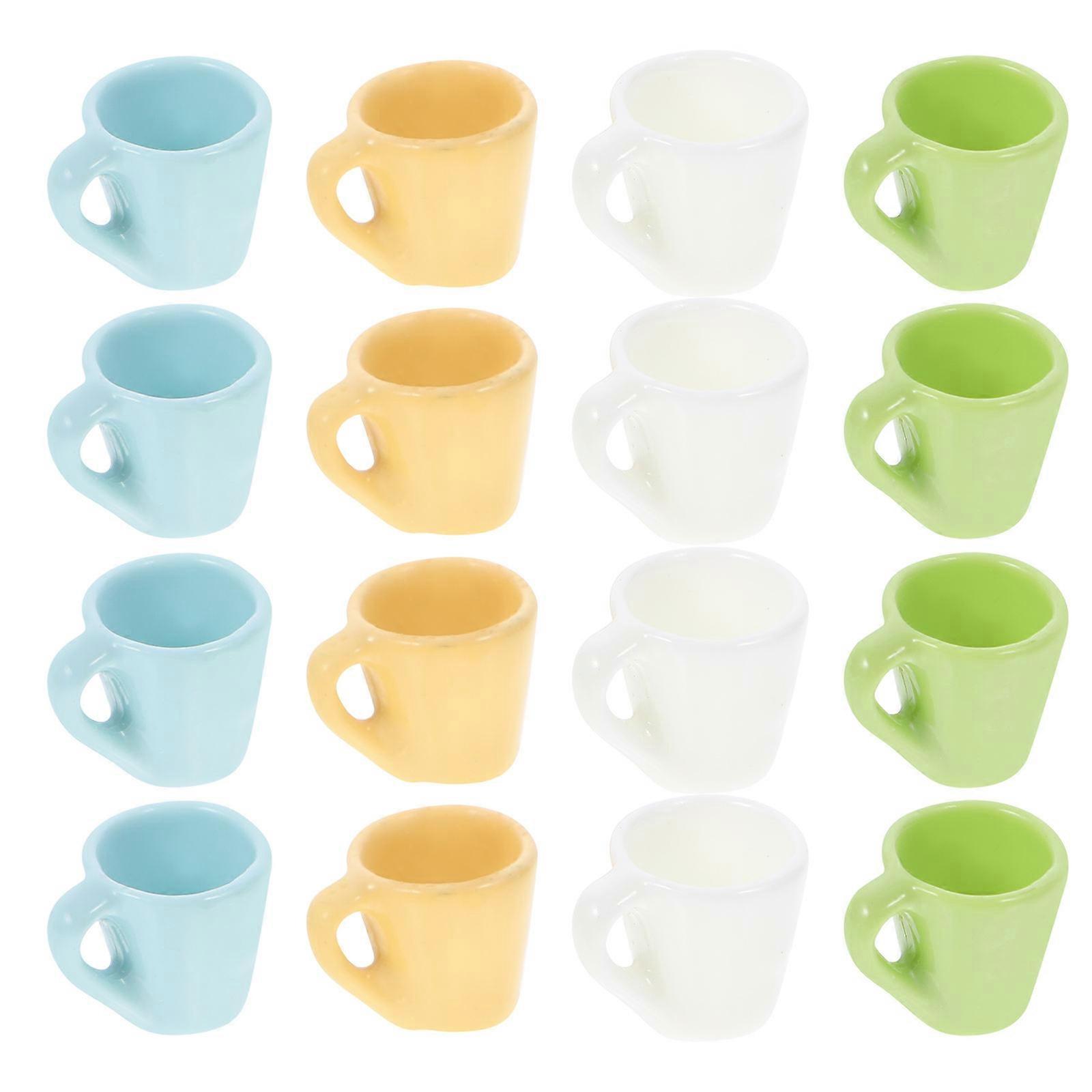 16pcs Mini Resin Mugs for Dollhouses – Cute Miniature Coffee & Tea Cups for DIY Kitchen Play, Collectors & Hobby Enthusiasts