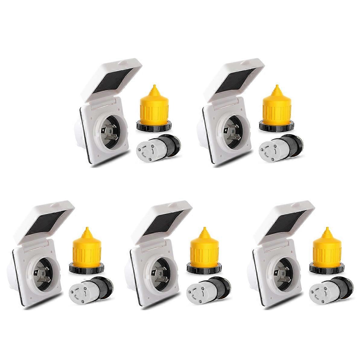 5X 30AMP RV Power Inlet Outlet Shore Power Kit W/Boot Cord Protector 125V NEMA L5-30P L5-30R Male Fe