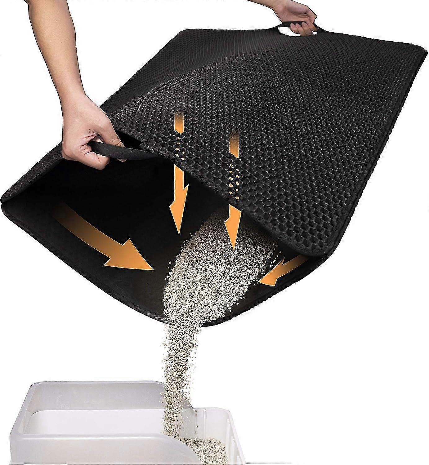 Black Cat Litter Mat Honeycomb Design