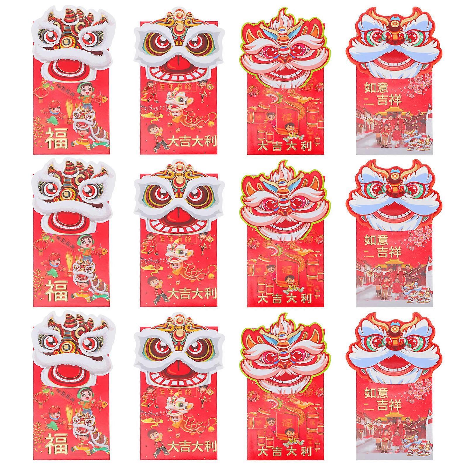 Chinese New Year Red Packet Paper Envelopes for Storage 12Pcs Pack