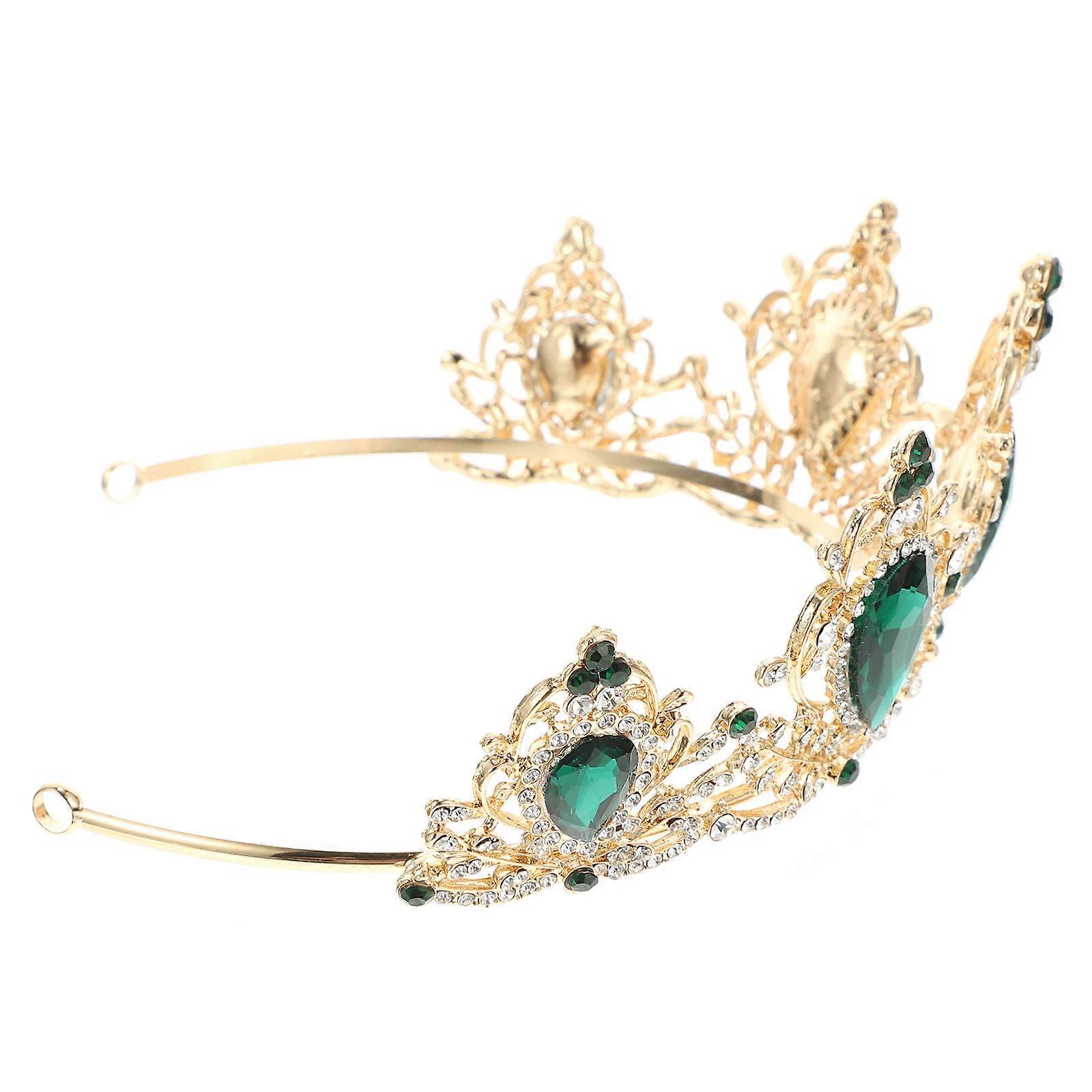 Elegant Green Bride Crown Headdress Made of Alloy for Decor Perfect for Special Occasions 1pc