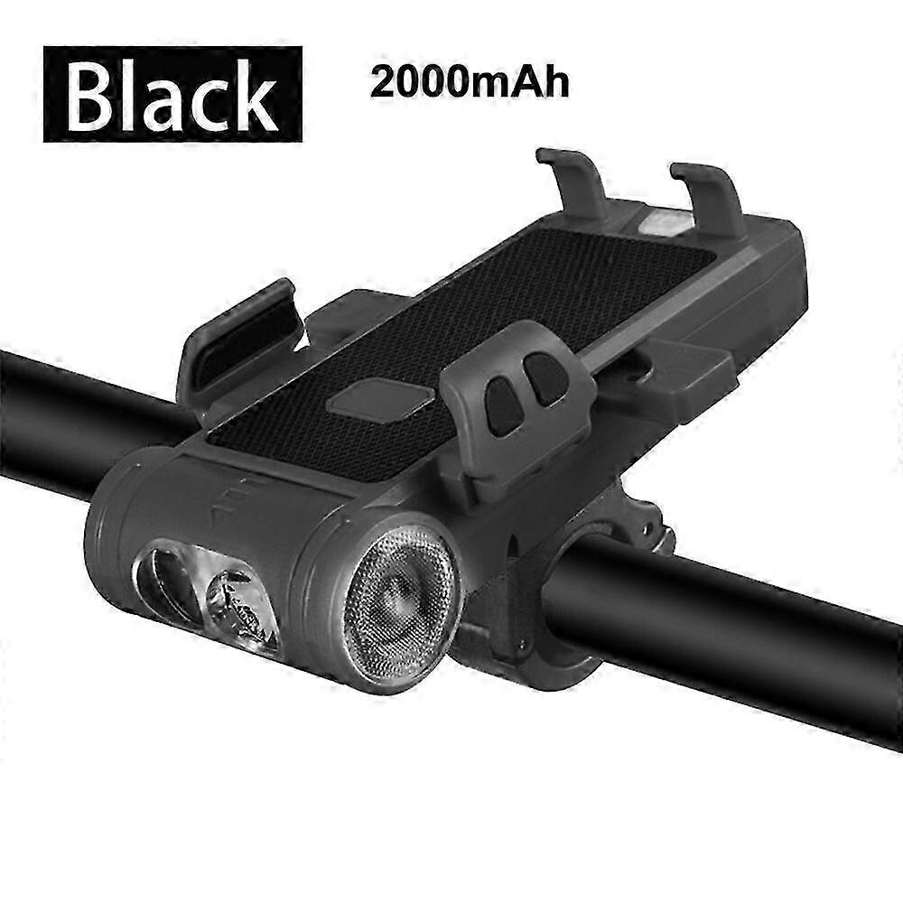 5-in-1 Versatile USB Bicycle Light with T6 LED Front Headlight, Phone Holder, Bell, and Waterproof Fog Lamp for Various Cycling Needs