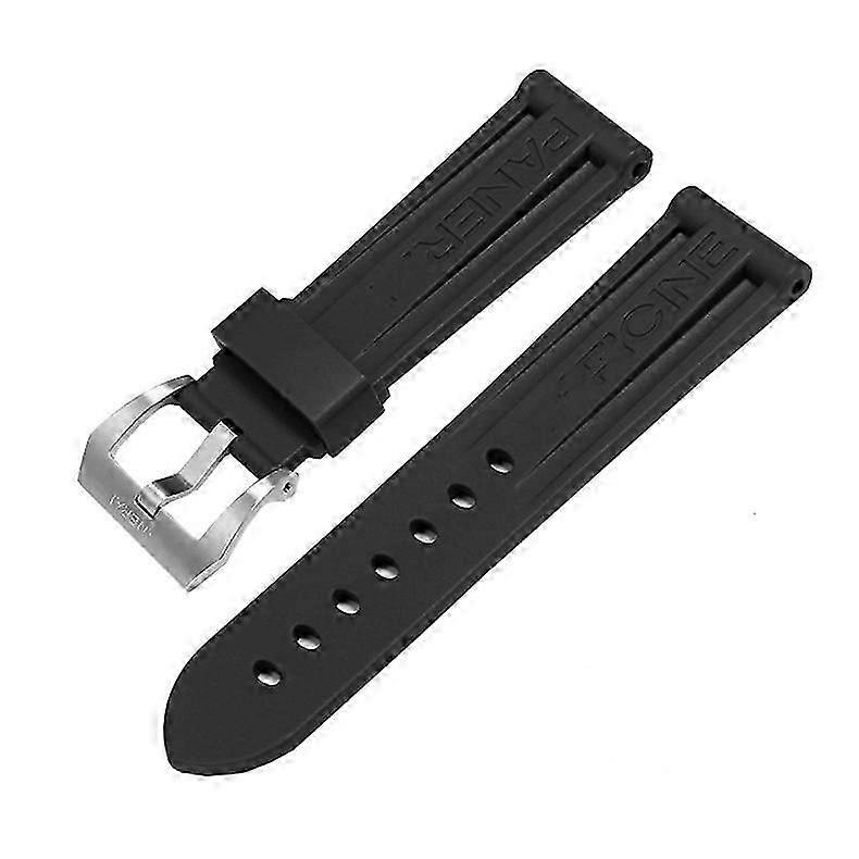 Fekete óraszíj szilikon gumi óraszíj csere Panerai pántos pántos szerszámokhoz Acél csat-22mm/24mm