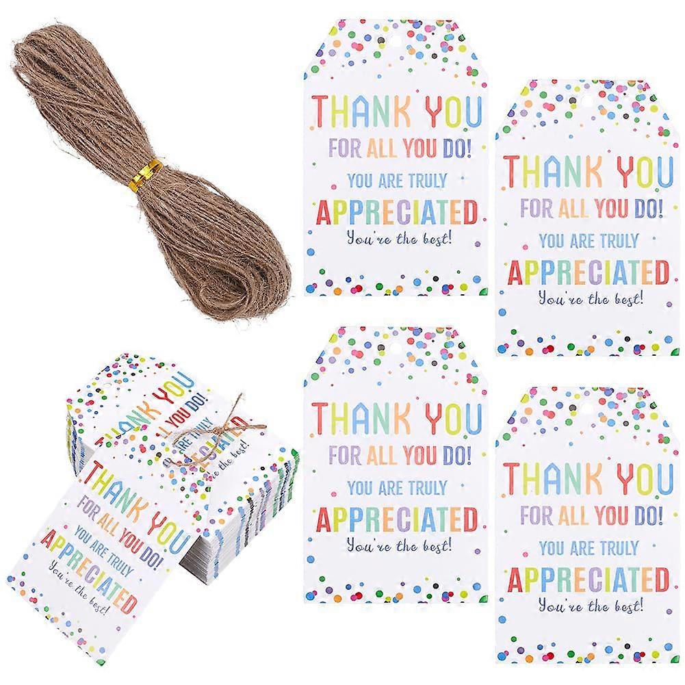 1 Box of 100 Gift Tags 'Danke Fr Alles Was Sie Tun' 3 x 2 Inch White Paper Gift Tags with String