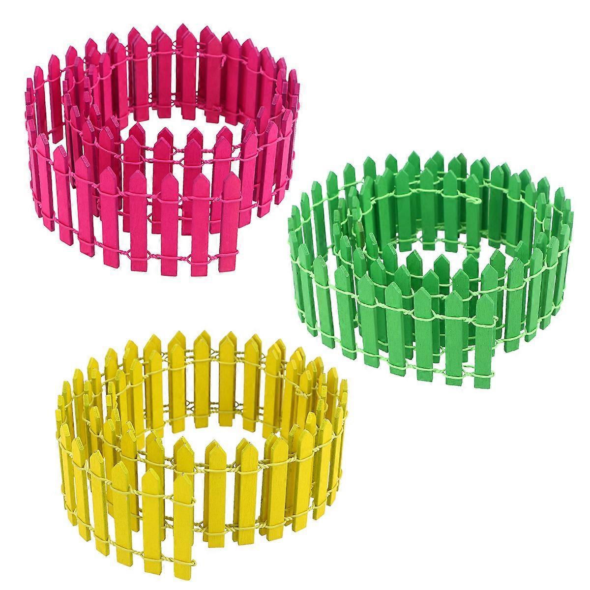 Garden Miniature Ornament Micro Landscape Fence Mini Garden -painted Non-toxic Bamboo 1Set