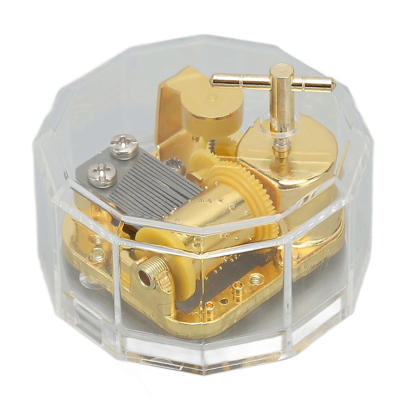 2025 Latest Model Music Box Polygon Shape Transparent Golden Relaxing Acrylic