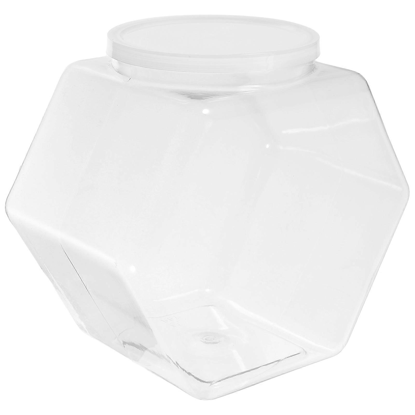 Small Cookie Jar Hexagon Jars With Lids Sealing Performance Families Transparent Snacks Storage Jar 1Pcs