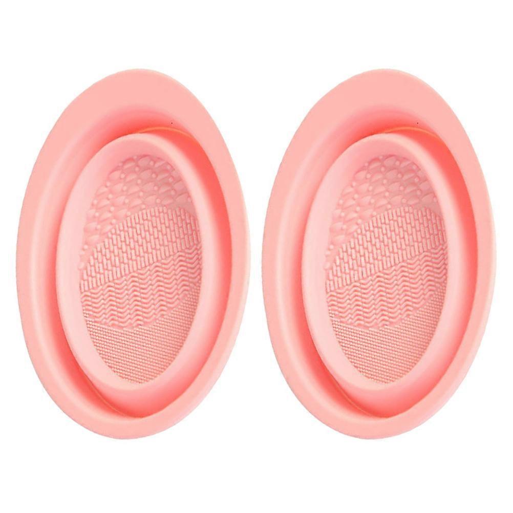 Pink Foldable Makeup Brush Cleaner with Durable Silicone Material for Easy Use at Home 2Pcs