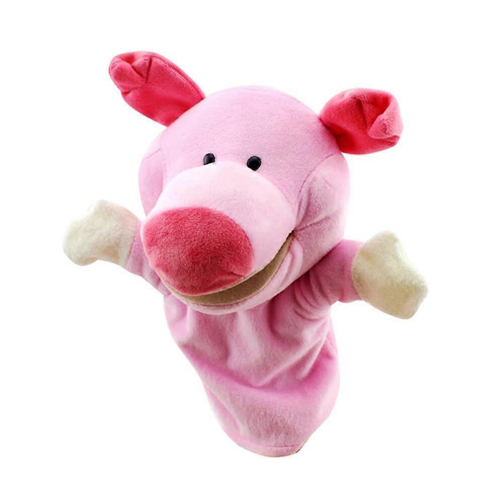 Animal Hand Puppet Toy Pink Pig, Realistic Soft Animal Head, Plush Cuddly Puppet Set For Role Play And Early Education