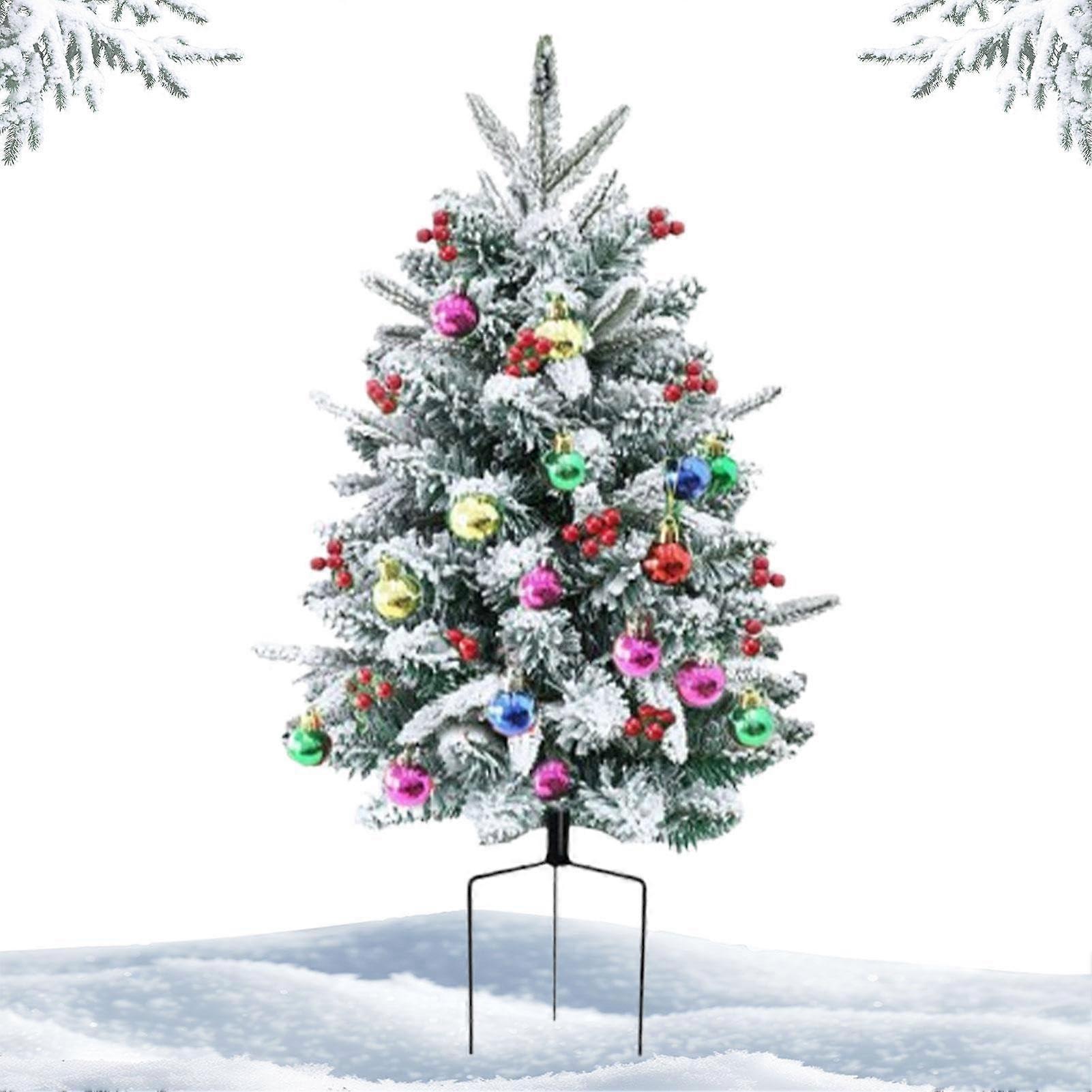 Snow Flocked Christmas Tree, 29.5Inch Pine, Holiday Urn Filler, Outdoor Decor