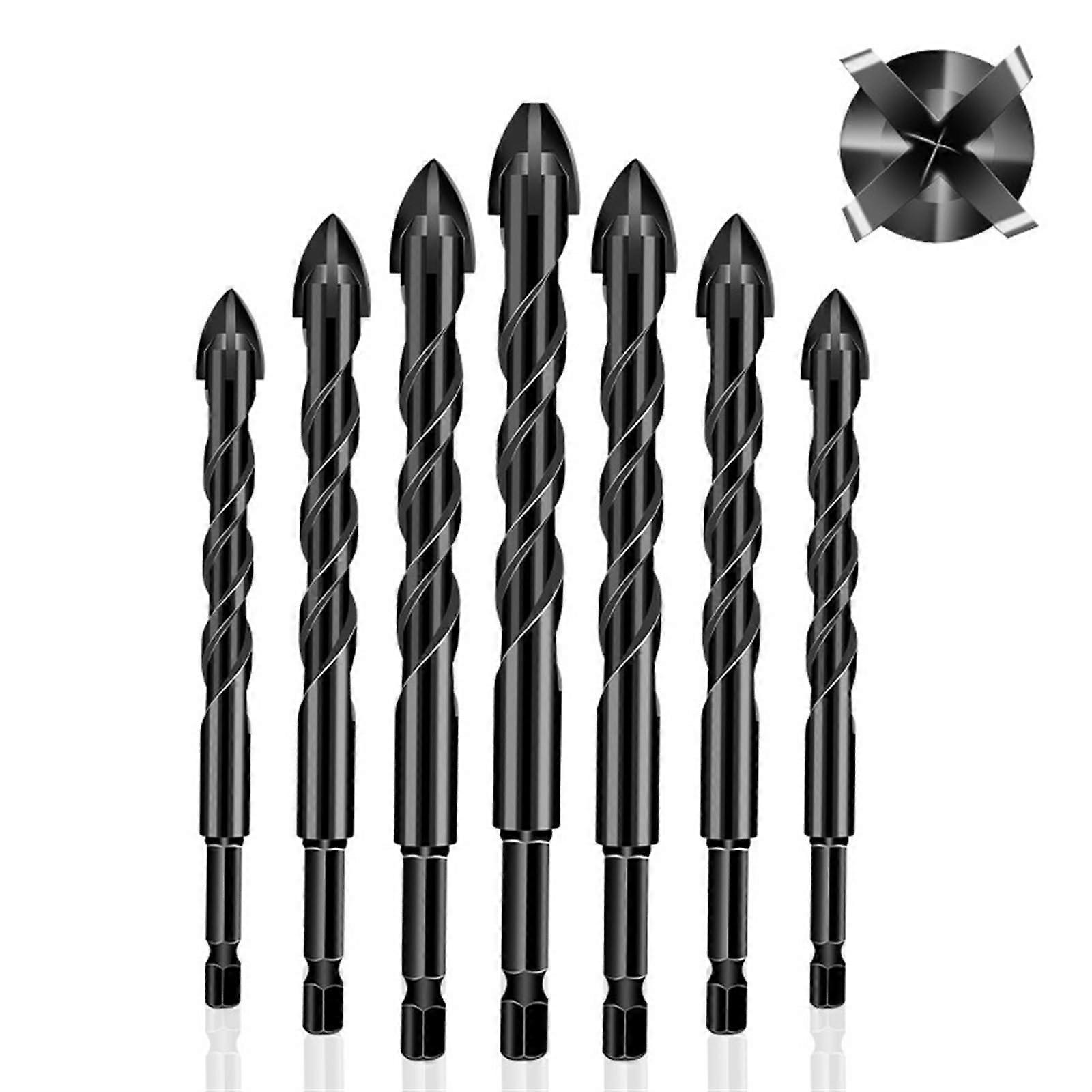 8mm Hex Phillips Tile Drill Bit for Glass and Ceramic, Carbide Twist Drill for Concrete, Available in Sizes 3-12mm