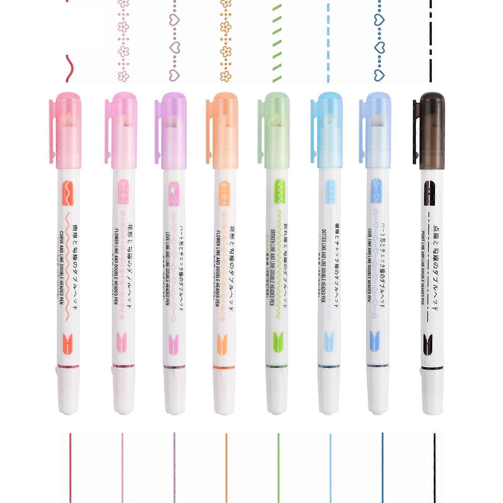 8 Piece Highlighter Set, Double Tip Pens, Quick Dry, for Office, School, 8 Colours