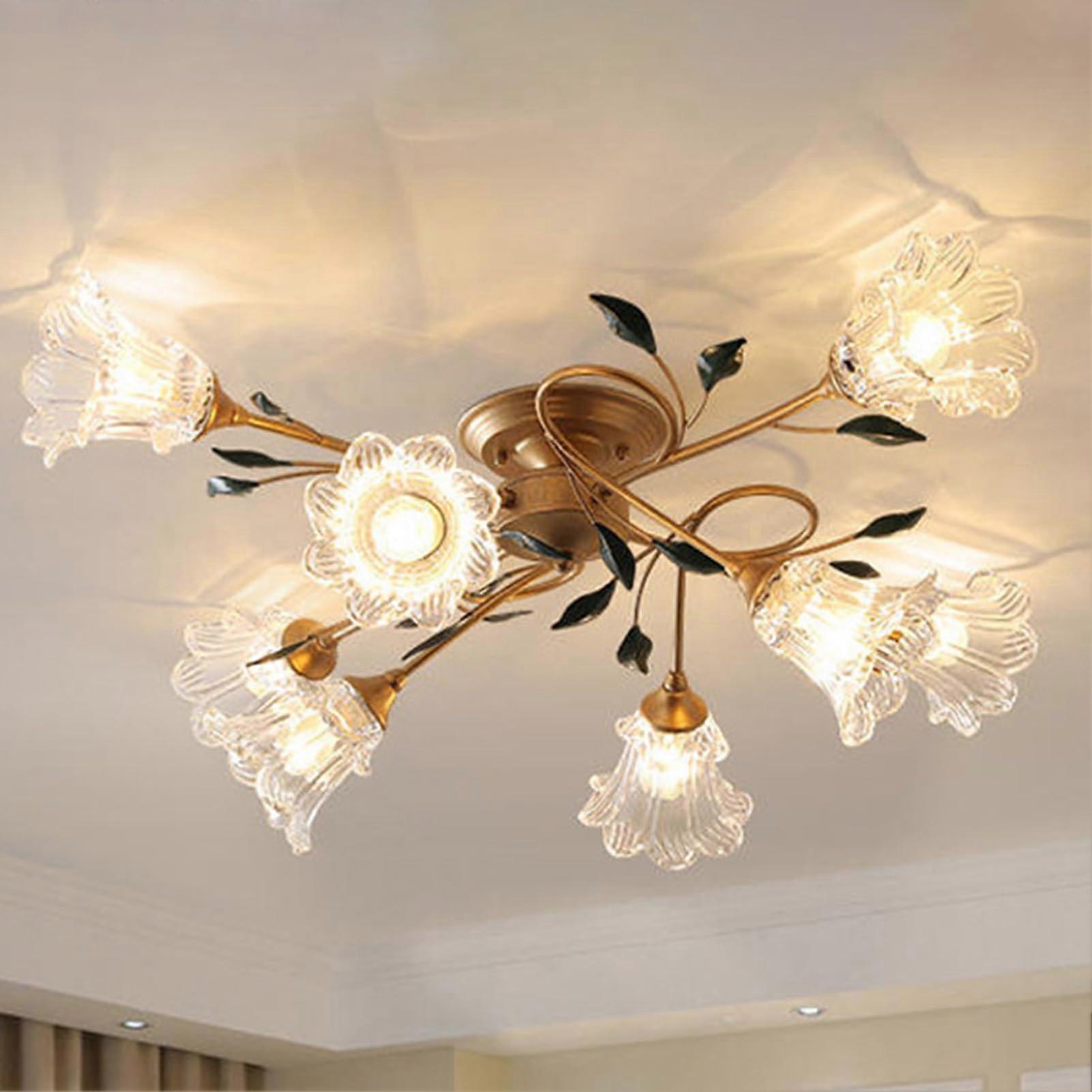 LED Chandelier Flower Lamp Dimmable Floral Rose Ceiling Light 8 Heads for  Living Room Bedroom Cafe Home Decor, image size:1601x1601