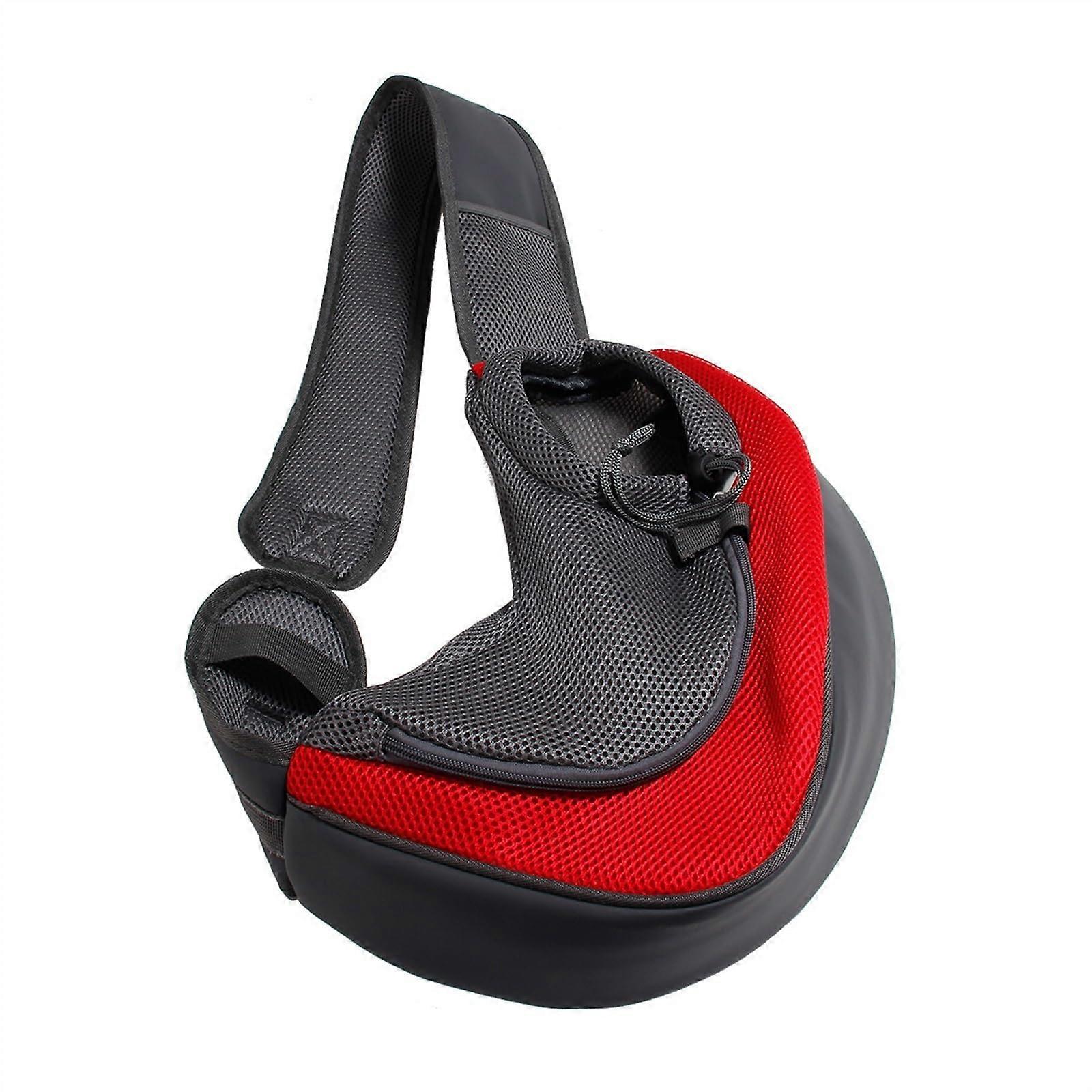 Dog carrier bag, pet mesh, breathable Oxford single shoulder bag (Red, L)