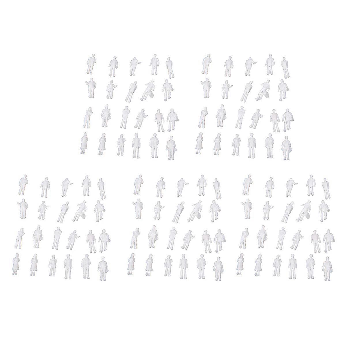 100pcs HO Scale 1:100 White Model People Unpainted Train Figures
