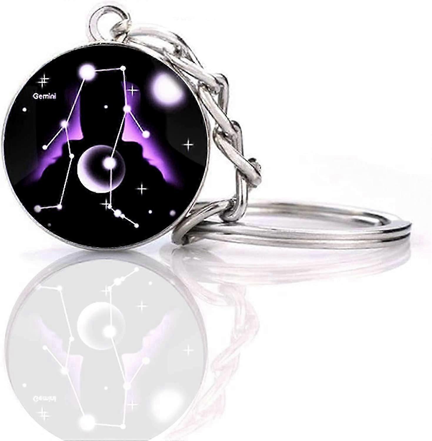 Zodiac 12 Constellation Glow In The Dark Galaxy Keychain