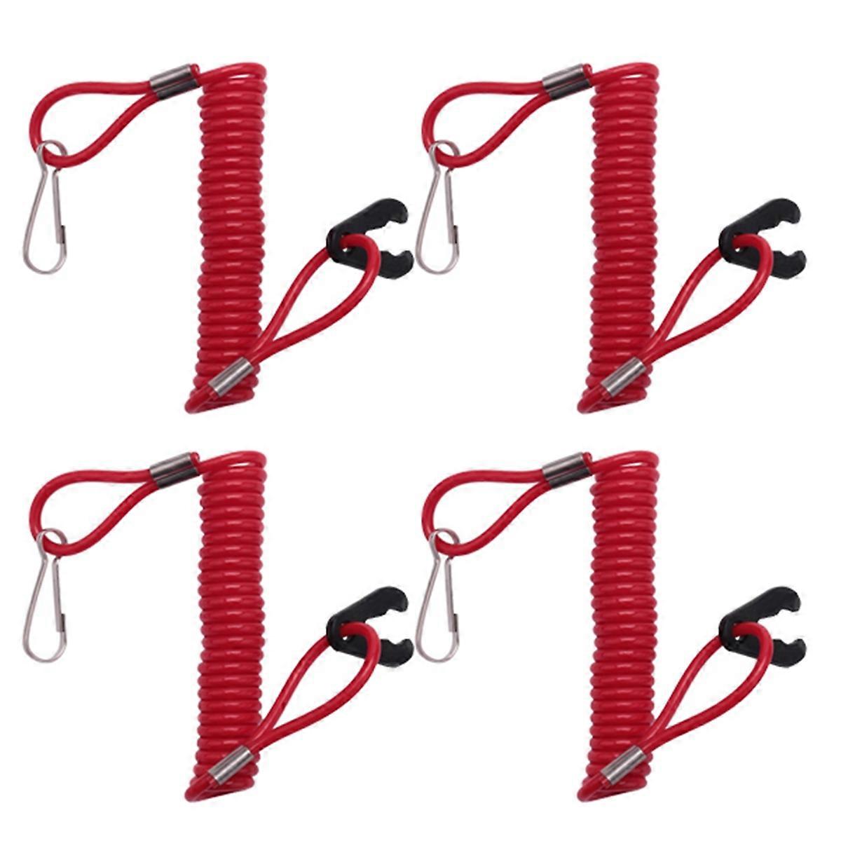 4Pcs Boat Outboard Engine Motor Lanyard Kill Stop Switch-Safety for