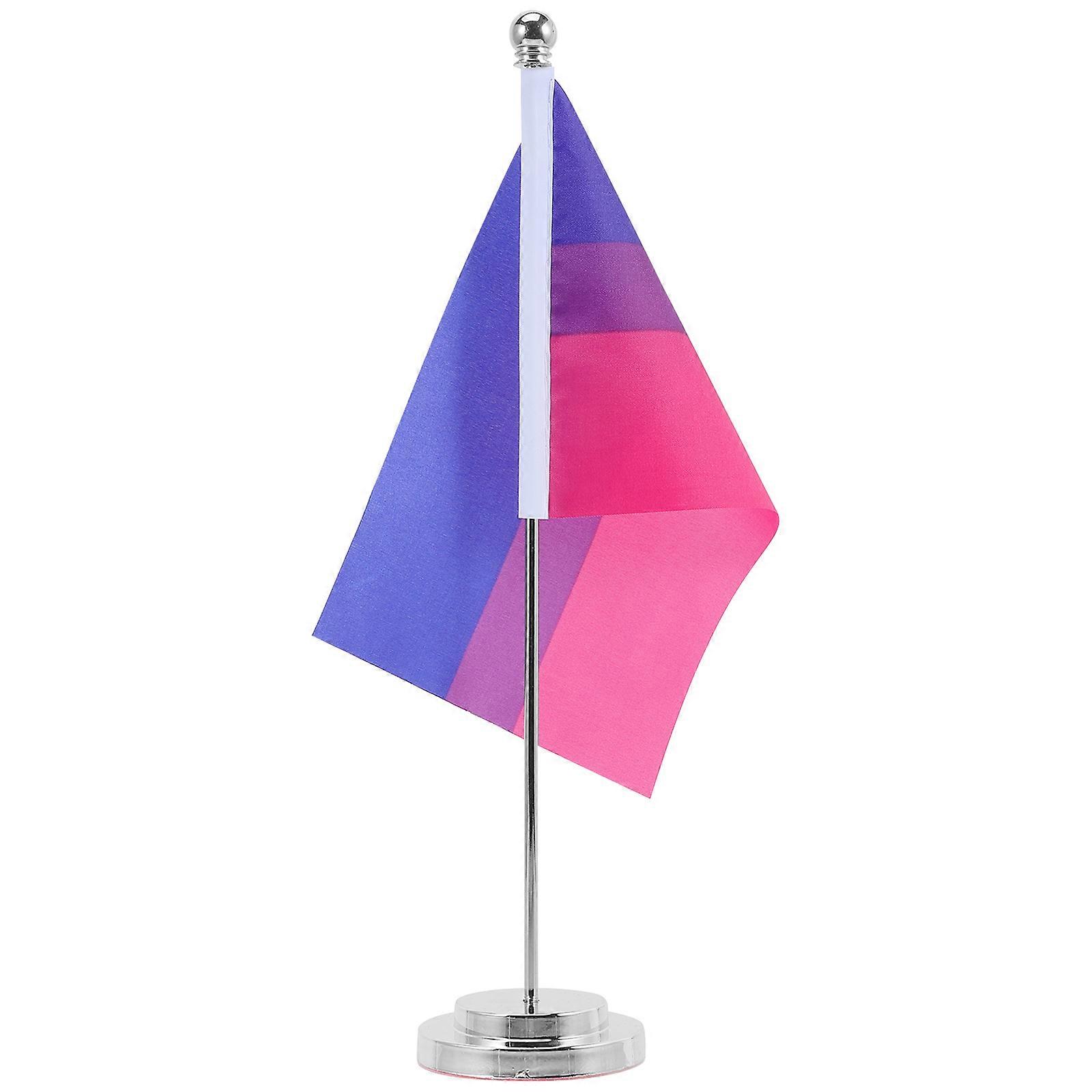 Table Desk Flag with Base – Small LGBTQ Decoration for Indoor and Outdoor Parties – Easy to Carry and Use