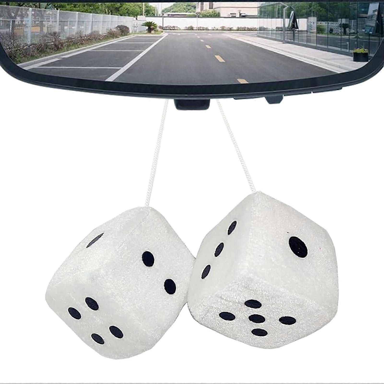 Dice for Car Plush Cube Rearview Mirror Charm Soft Plush Fabric Interior Decoration For Trucks And Sedans